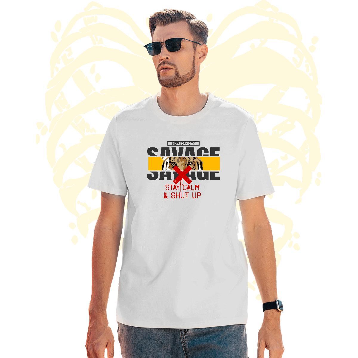 TOP Quality Mens T Shirts tiger Breathable Summer Casual DIY Printed 230g 100% Cotton Men Clothes T-Shirt Free Shipping Wear