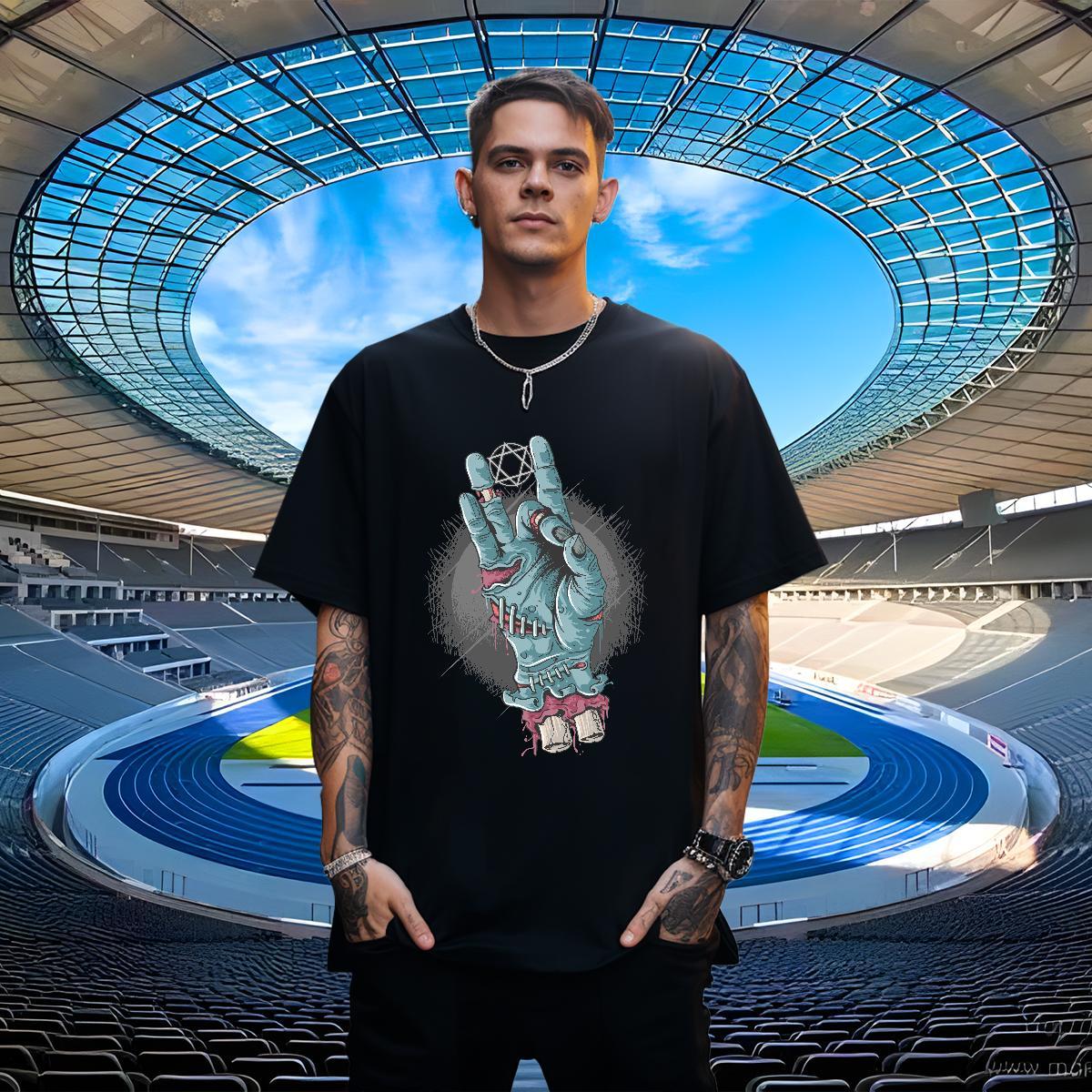 TOP Quality T-Shirts for Men hand Breathable Street wear Hip Hop Plus Size Custom 230g 100% Cotton Men Tops Tees Brand Tshirts