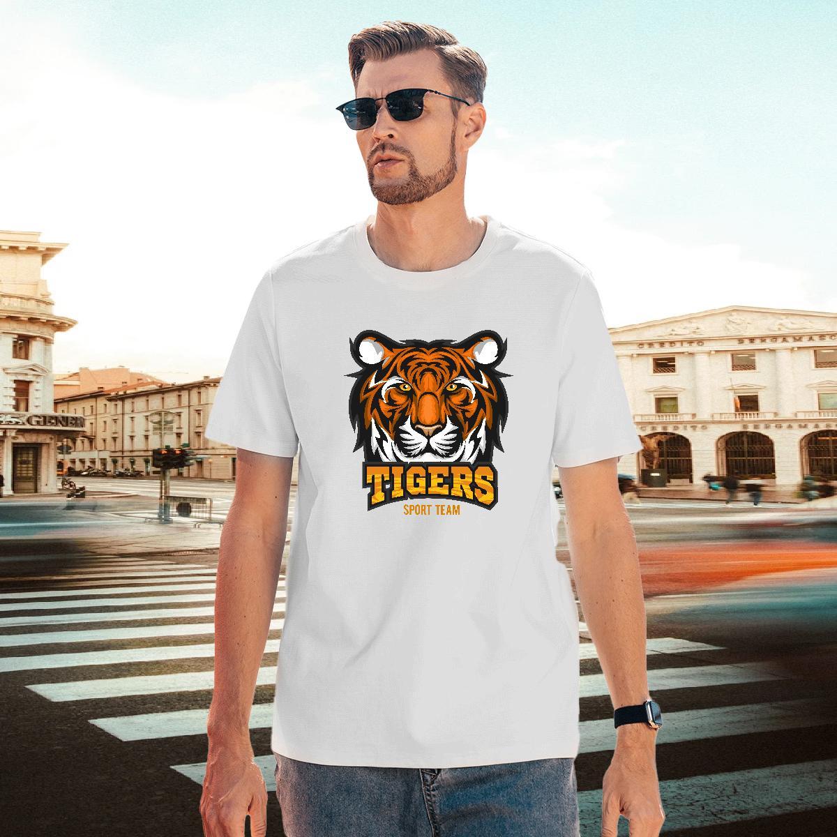 Cool Design Mens T Shirts tiger Short Sleeve O-Neck Hip Hop Street Plus Size Cartoon 100% Cotton 230g Men Tshirts New Top Tees
