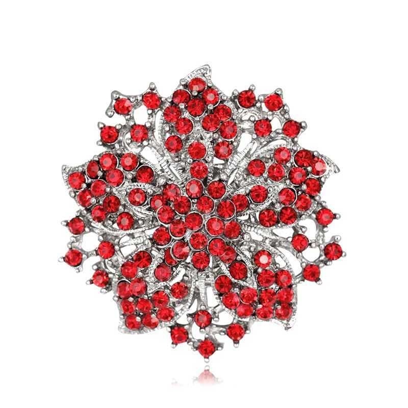 Brooch Pin Exquisite rust proof silver plated rhinestone round flower brooch for dating Brooch Pin clothing accessories W240815
