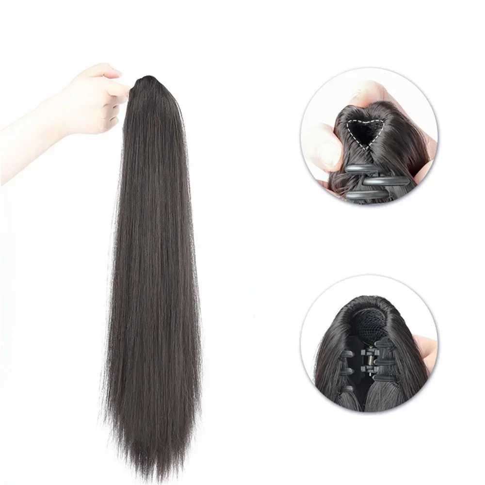 50cm wig ponytail hair extension natural womens long vacation claw clip straight piece womens dopamine wig braided W240817