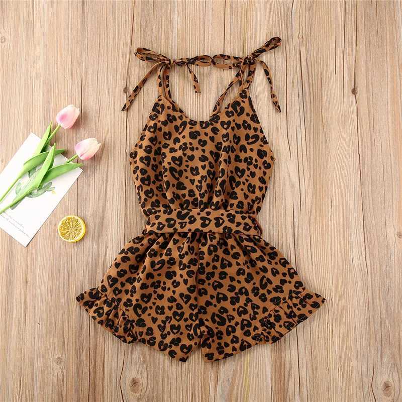 2020 Summer Baby Girl Clothing Leopard Coat 4-Color Sleeveless Button Shorts jumpsuit Fashion Set W240806