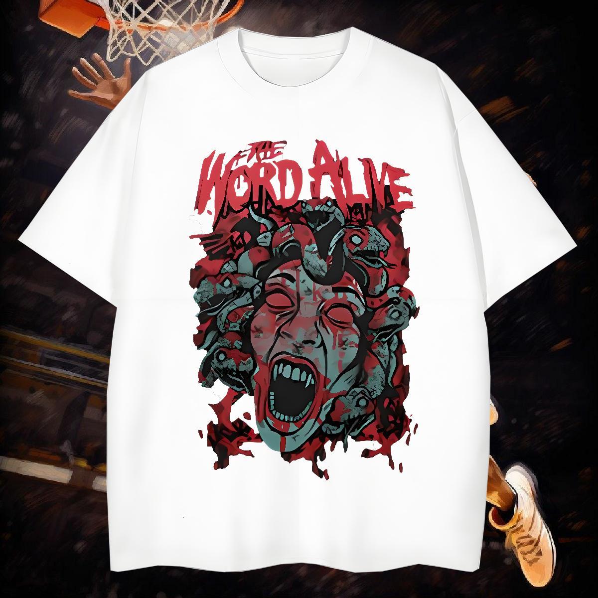 Men T Shirts 230g 100% Cotton scary Hip Hop O Neck Short Sleeves Skull Men Tshirts Customized Popular Polos