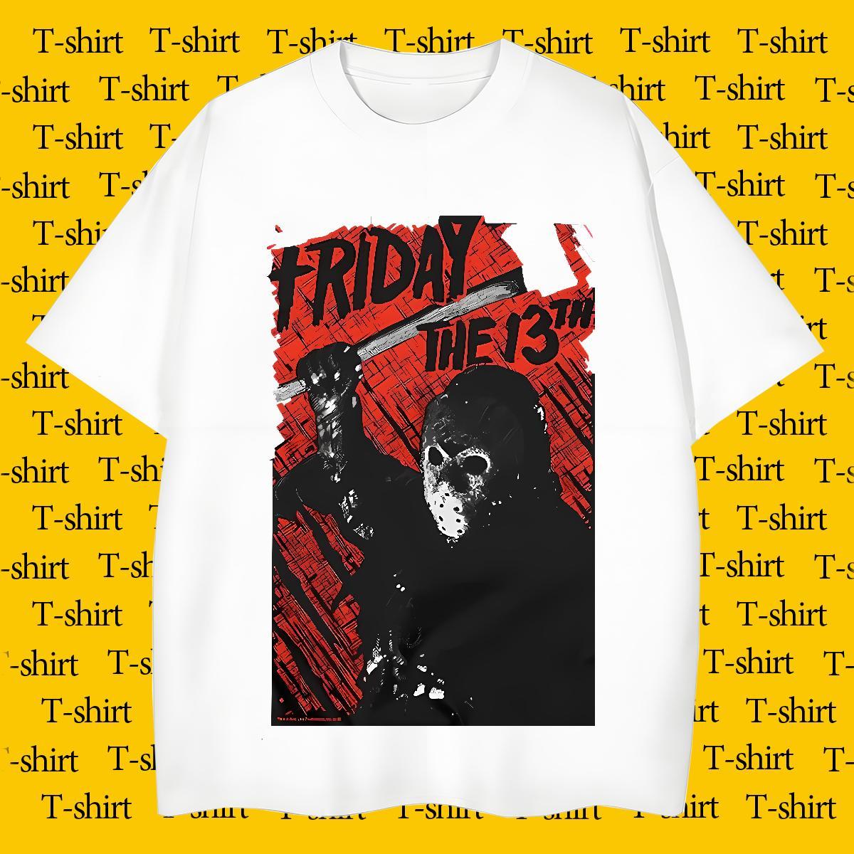 T Shirts Men 230g Cotton scary Street Casual Pure Cotton Custom Print Plus Size Men Clothes T-Shirt Stylist Loose Fit Wear