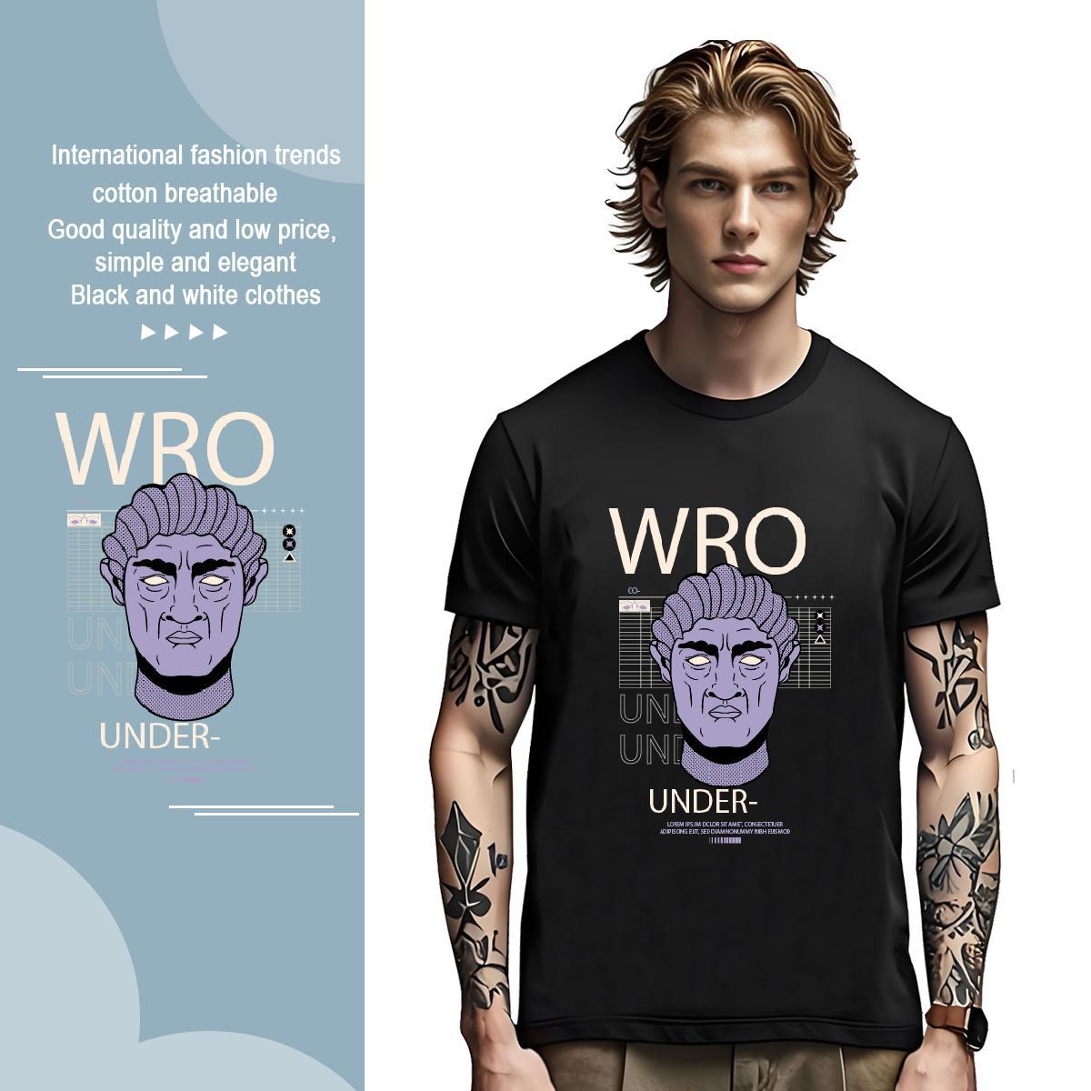 TOP Quality western style T Shirts Men Casual Mens Tshirts 230g Cotton Wholesale Crew Neck DIY Printed Tops Shirt