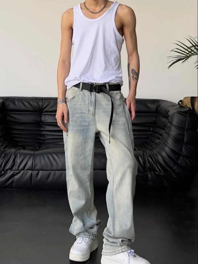 Stretch Mens Jeans Elastic Trousers Straight Summer Male Cowboy Pants Y2k Vintage Soft Classic Y 2k Washed Stacked Original Xs 240819