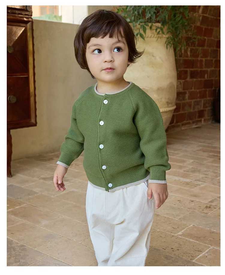 Infants Toddler Baby Boys Girls Sweater Autumn Contrasting Colors Kids Knitted Cardigan Childrens TopXJ240819