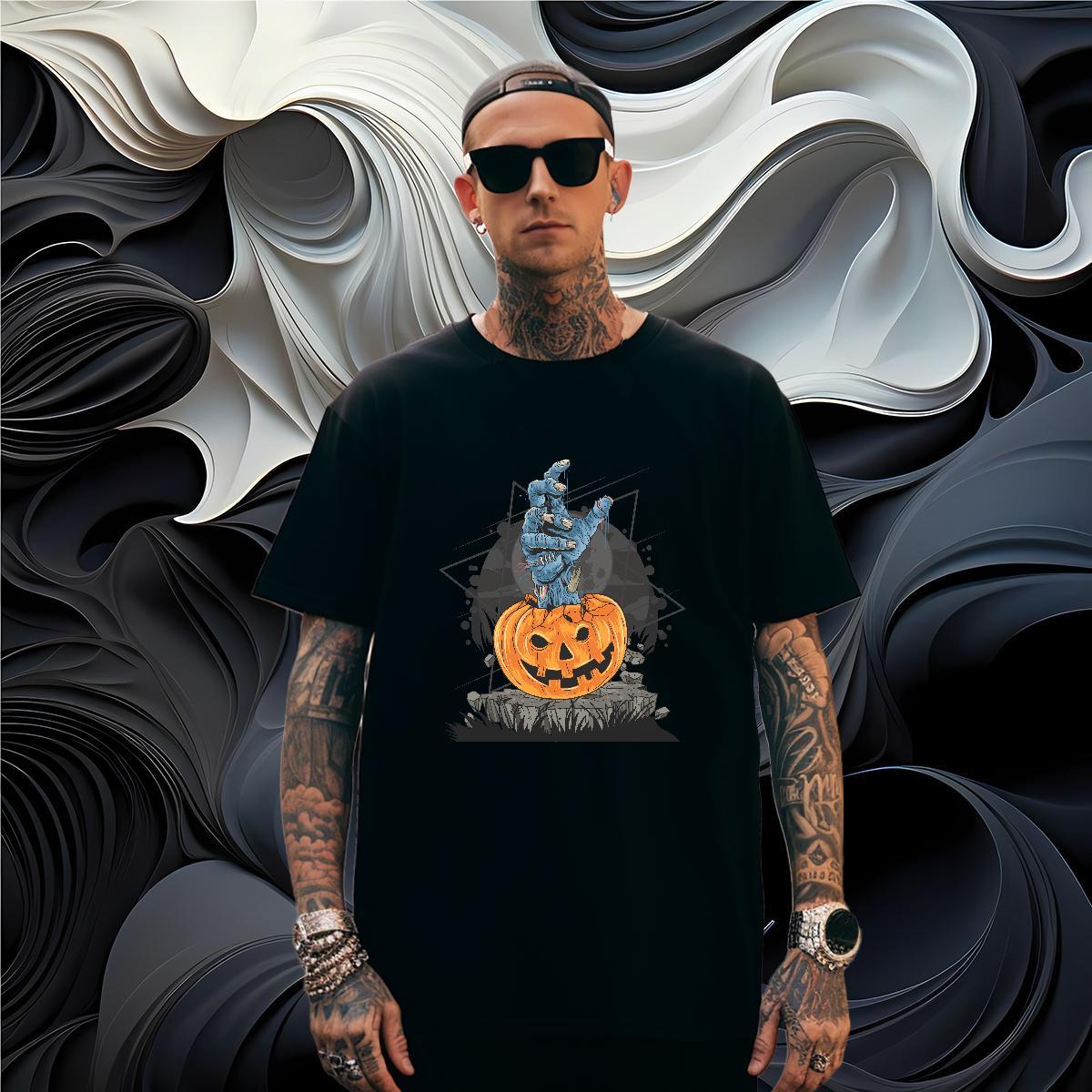 Cool Men T Shirts halloween Breathable Short Sleeve Hip Hop DIY Printed 230g Pure Cotton Men Tshirts Fashion Clothings