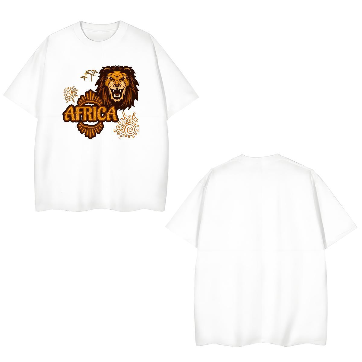 Brand T Shirt For Man Africa lion Crew Neck Breathable Summer Casual Asian Size 230g 100% Cotton Men Clothes T-Shirt Designer Clothings
