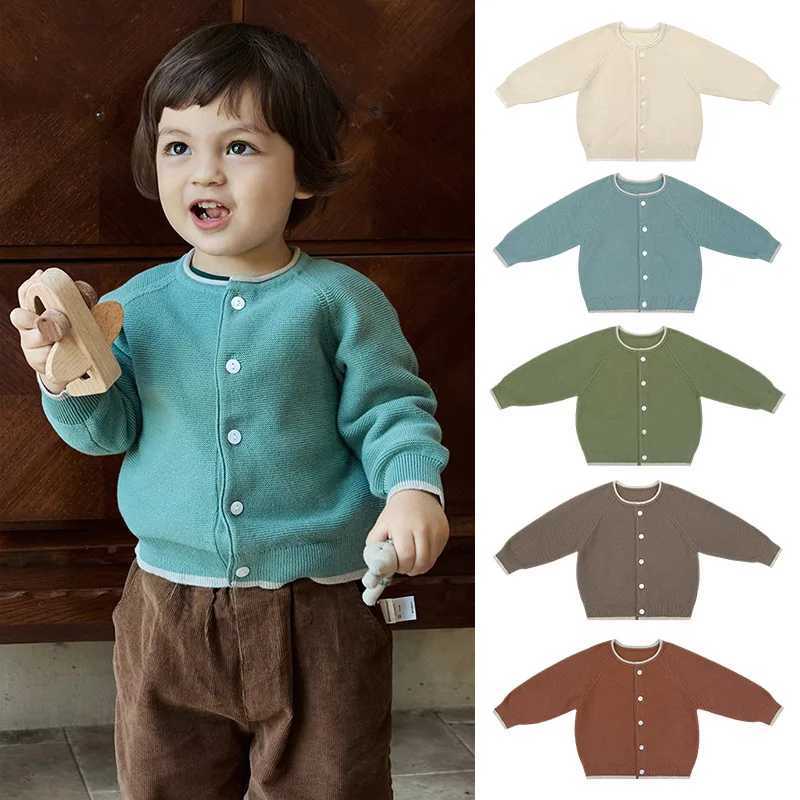 Infants Toddler Baby Boys Girls Sweater Autumn Contrasting Colors Kids Knitted Cardigan Childrens TopXJ240819