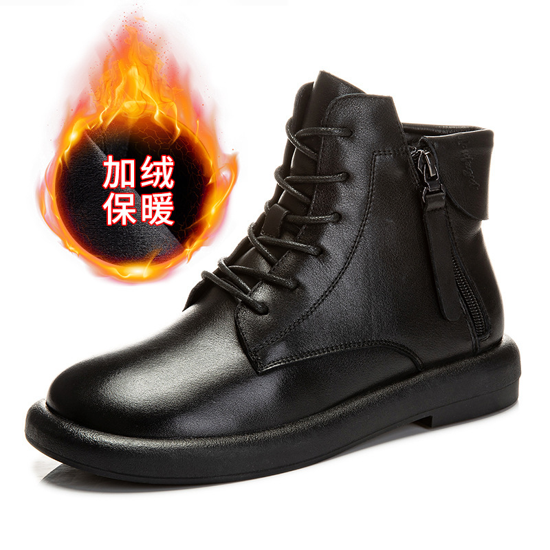 Ddmysports Winter New Thick Sole Versatile Short With Velvet And Genuine Leather Martin Women S Leisure Low Eel Boots For Children OUTDOOR