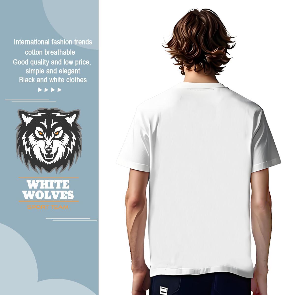 Loose Fit Men T Shirts wolf Breathable Short Sleeve Home Outdoor DIY Anime 100% Cotton 230g Tshirt for Man Woman Designer Clothes