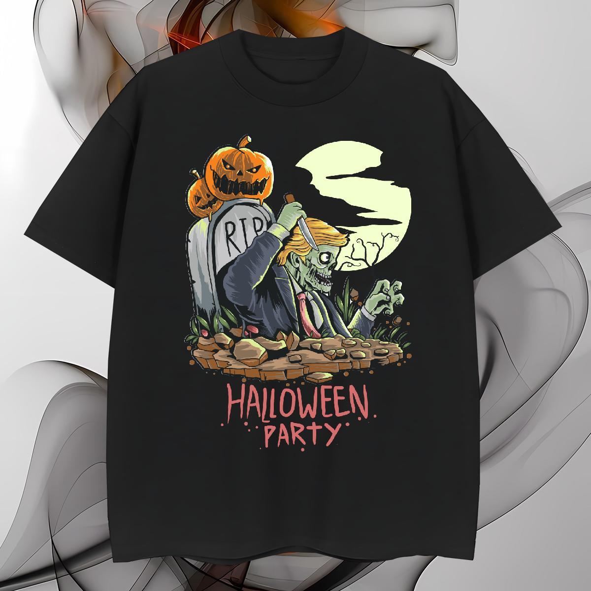 Cool T Shirts Men halloween Breathable Crew Neck Casual Beach DIY Printed 230g Cotton Couples T Shirts Casual New Clothings