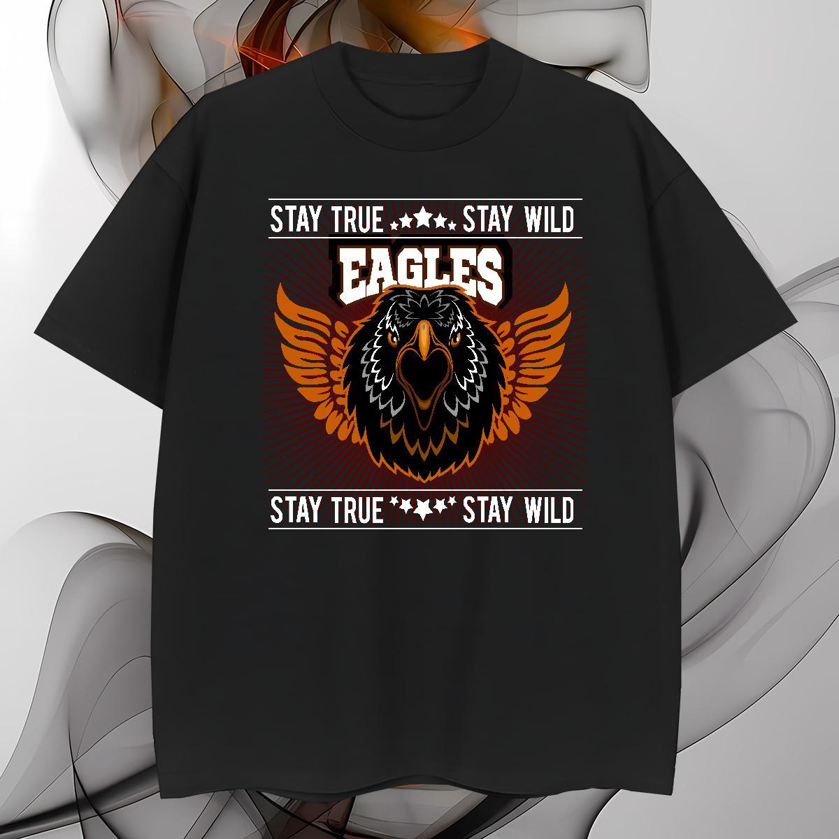 2024 New Men Clothes T-Shirt eagle High Street Hip Hop 230g 100% Cotton Tee Shirt O Neck Short Sleeves Brand T Shirt For Man DIY Anime