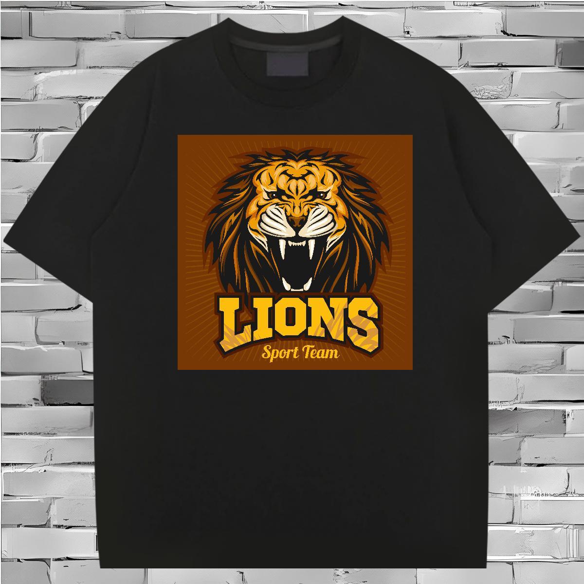 TOP Quality T shirt lion Short Sleeve O-Neck Casual Daily Wear Graphic 100% Cotton 230g Tshirts Designer Clothes