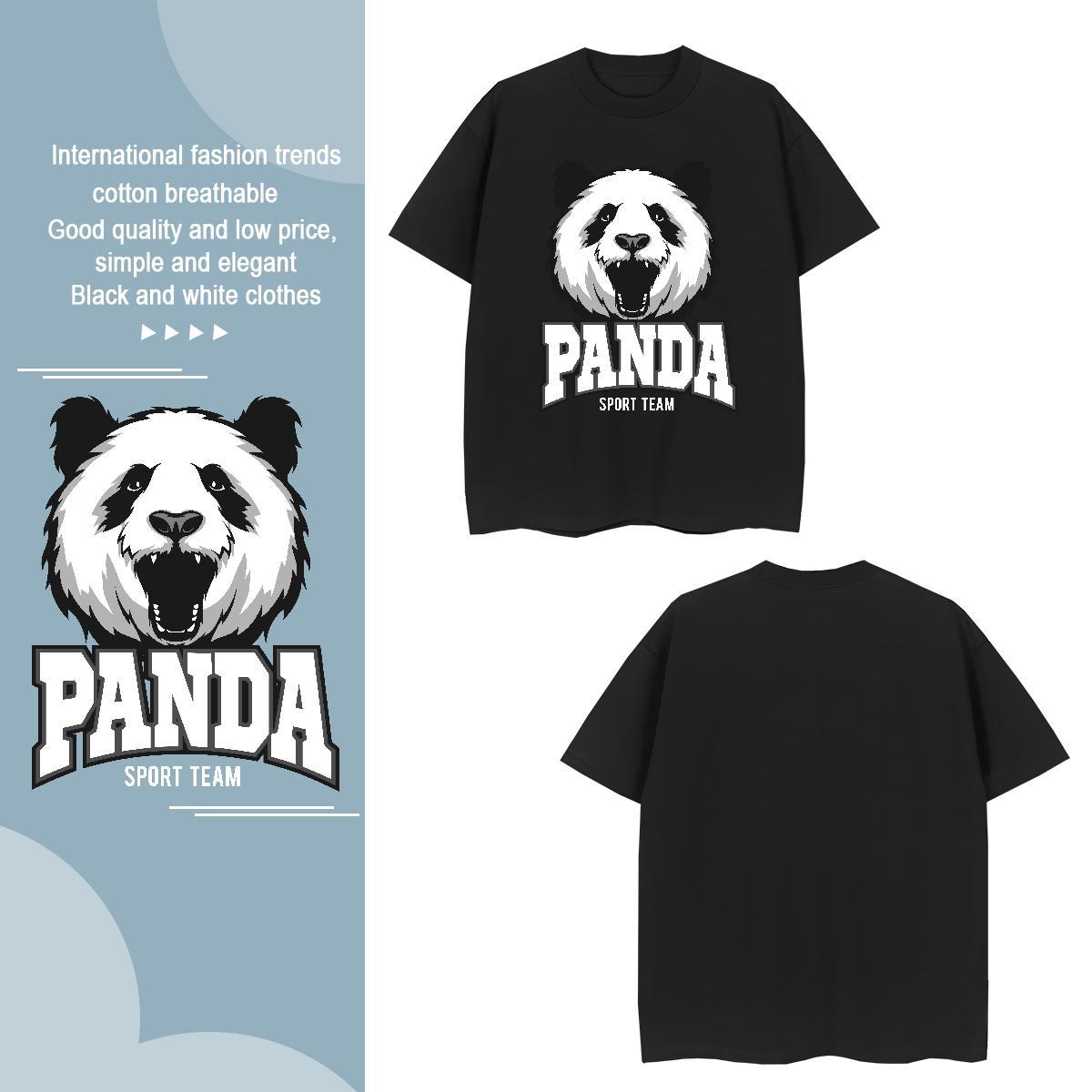 Classic T Shirt For Man panda Breathable Crew Neck High Street Hip Hop Black Oversized 100% Cotton 230g Men Clothes T-Shirt New Designer Tops Tees
