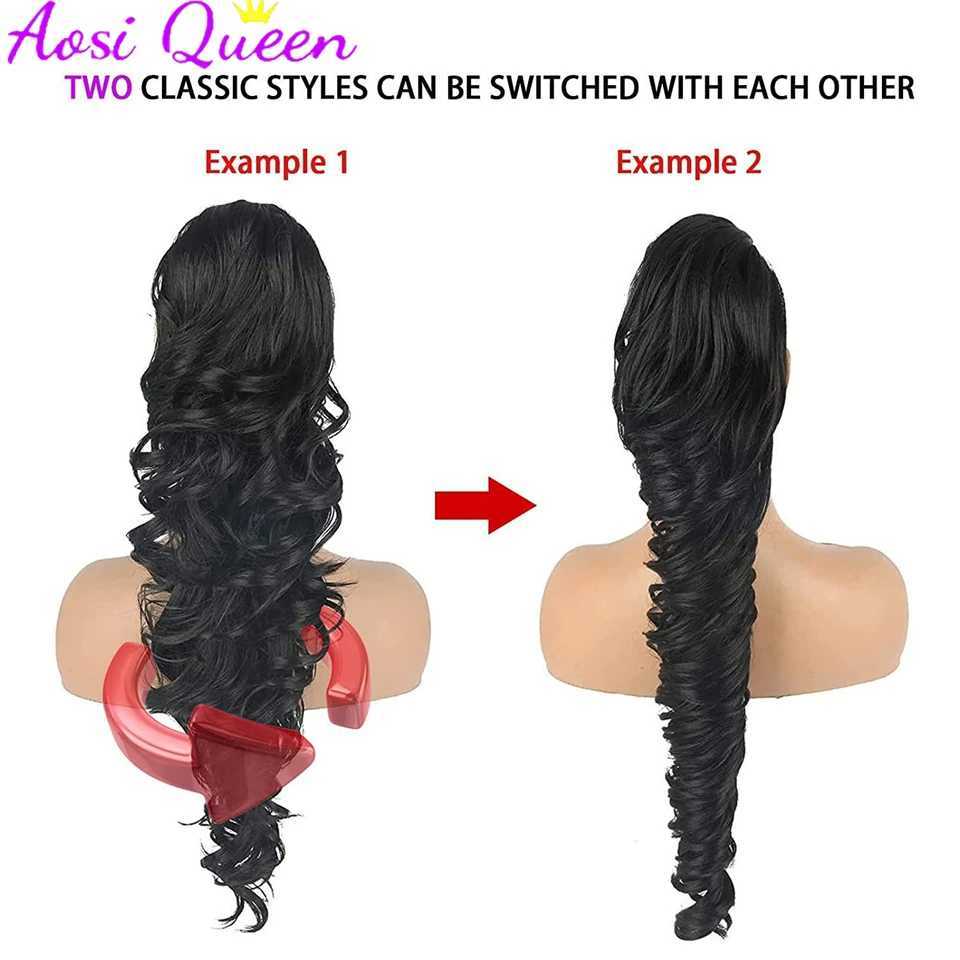 Synthetic ponytail with long curly hair large wavy brushed ponytail long hair high-temperature silk ponytail W240817