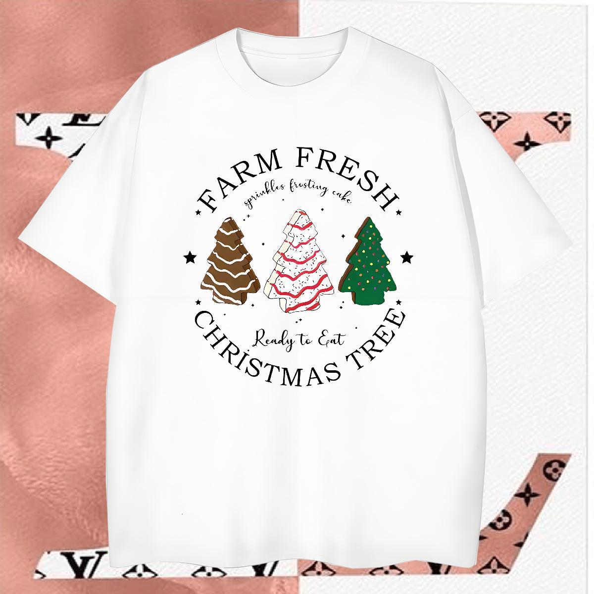 Fashion Designer Tshirt for Man Woman christmas trees Hip Hop 230g Pure Cotton Wear O-Neck Short Sleeve Loose T shirt Custom Printing