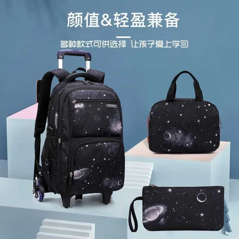 Carry on Kids Luggage Primary Junior High School Bag Rolling Backpack for Boys Wheeled Bag with Lunch Box Trolley School Bags Y240820