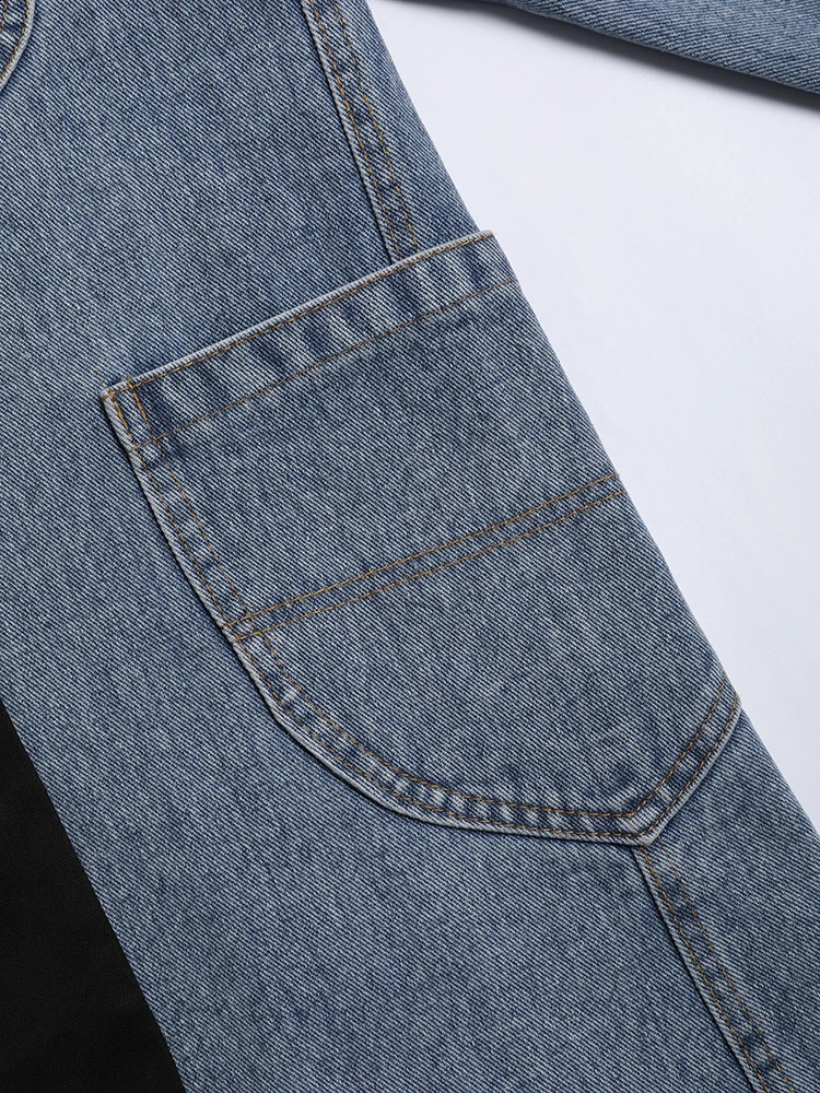 Womens blue denim irregular casual jacket style with loose and fitted collar fashionable trendy spring autumn 1DH533905 240819
