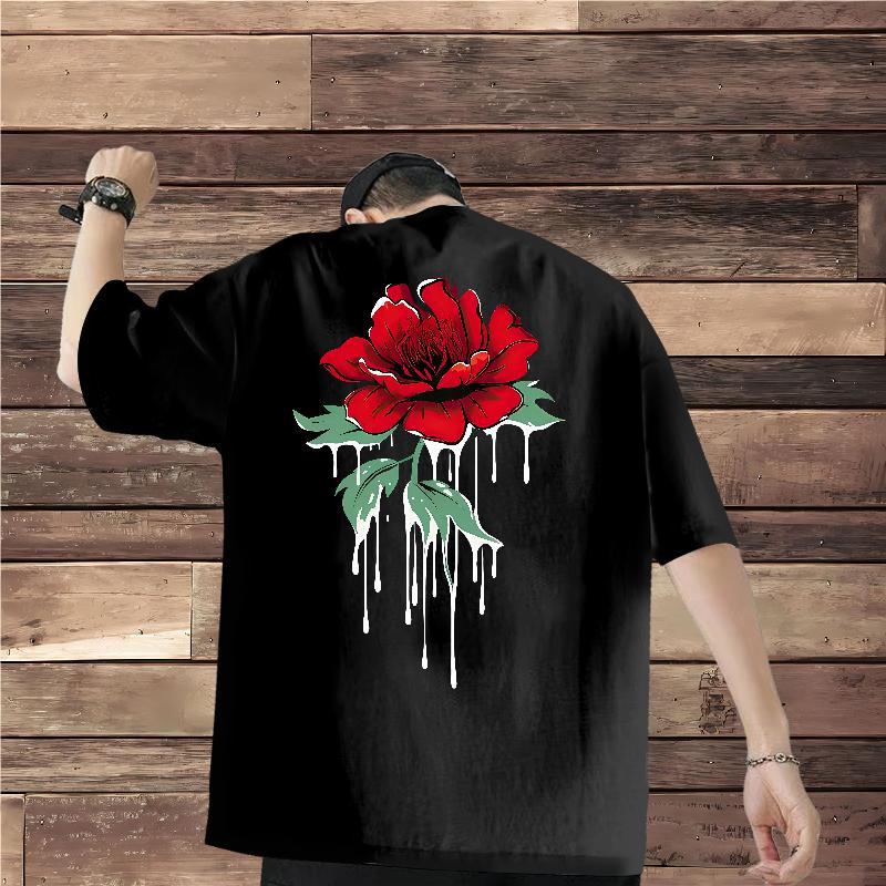 2024 Designer Men Tops Tees flower Daily Outfit 100% Cotton 230g Tee Shirt O Neck Short Sleeves TOP Quality T Shirt For Man Oversized 3XL 4XL