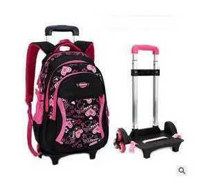 Trolley School bags wheeled Backpacks girls Childrens Travel luggage Rolling Bag Girls Kids Travel Trolley Backpack On wheels Y240820