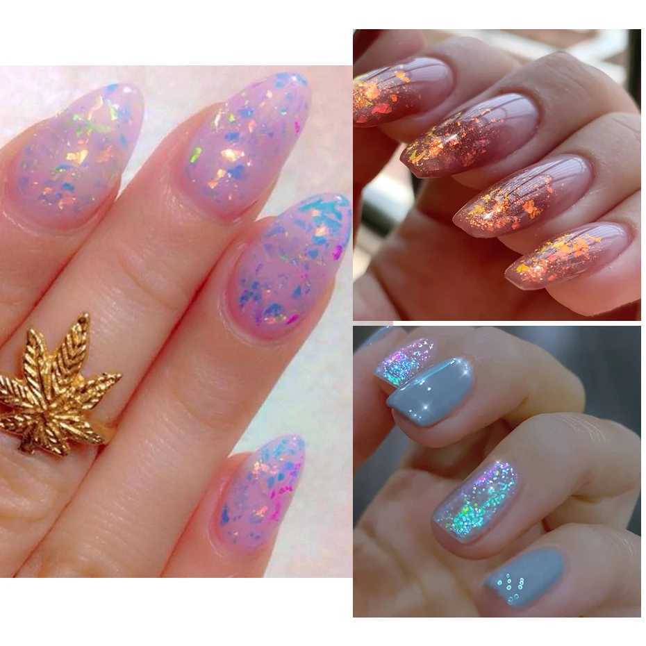 Iridescent Opal Nails Flakes Sticker Aurora Glimmer Nail Art Glitter Flakies Holographic Sequins Manicure Foils Accessories BEOBXJ240815