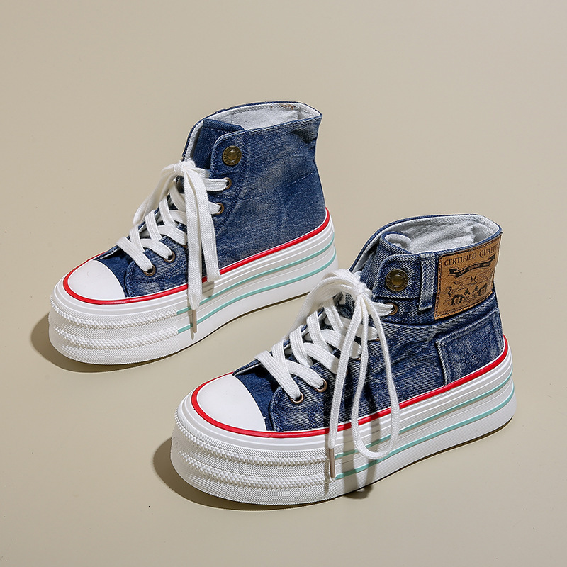 Ddmysports Canvas Children S Autumn New Korean Edition Ins Female Student Casual Igh Top Versatile Thick Bottom Cloth Shoes BR OUTDOOR
