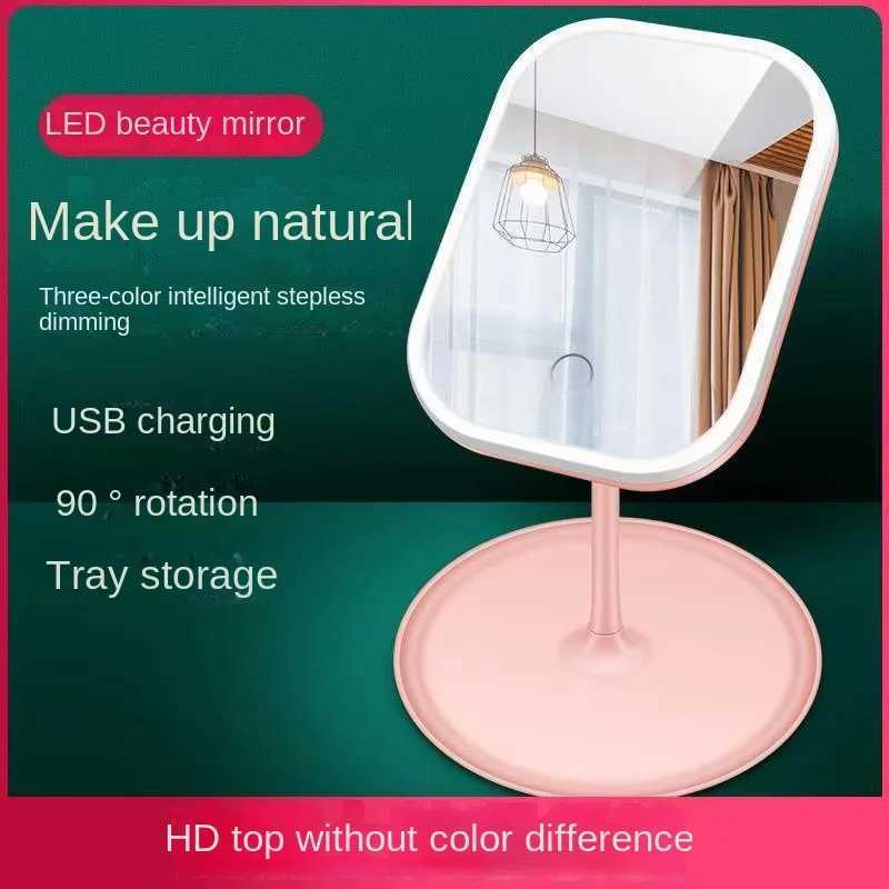Led Vanity Mirror Intelligent Adjustable Monochrom/3color Light Vanity Mirror Desktop Fill Light Mirror One Touch Charging Model Y240819