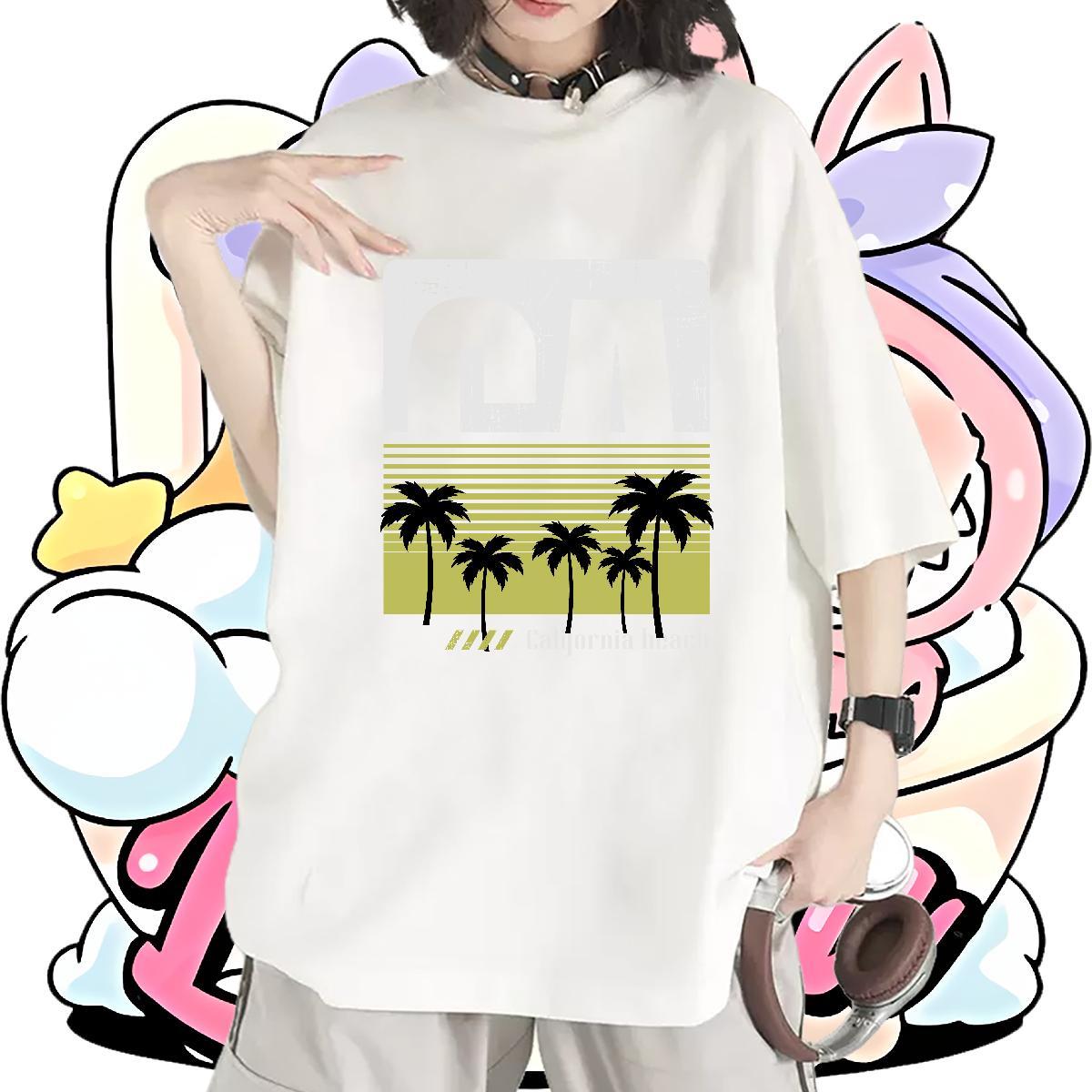 Fashion Casual Tshirt for Man Woman Casual Daily Wear Breathable Clothings Soft 230g Cotton tree Cartoon Printing L-4XL Womens T Shirts