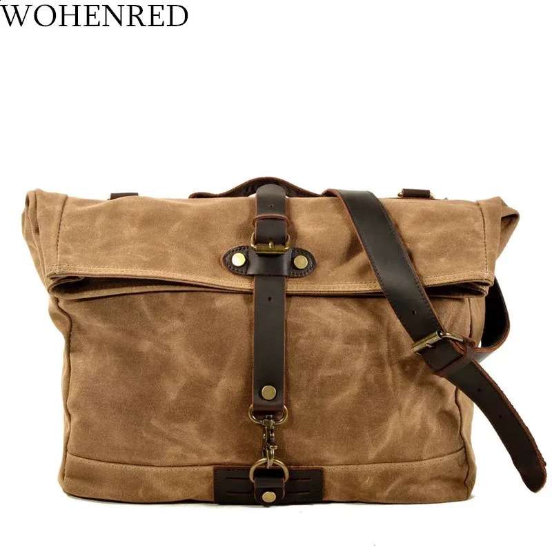 England Style Retro Canvas Men Messenger Bag Laptop Bookbag Work Satchel Male Waterproof Travel Outdoor Locomotive Crossbody Bag 240819