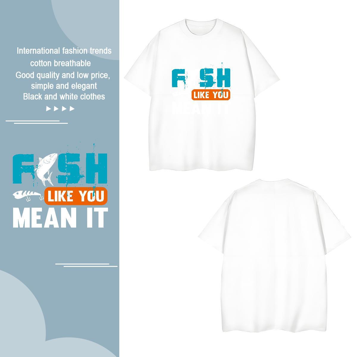 Brand fish 230g 100% Cotton Men Tees Sports Casual Breathable Man T Shirts Fashion Design Oversized Clothes