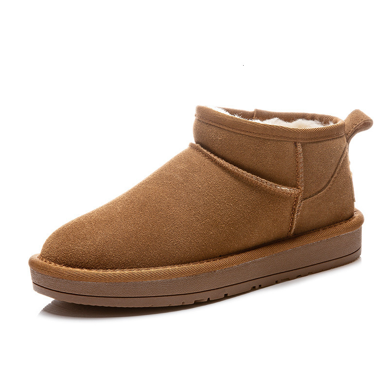 Ddmysports Genuine Leather Snow Winter New Women S Plush And Thick Children Casual Flat Bottomed Short Cotton Boots For OUTDOOR
