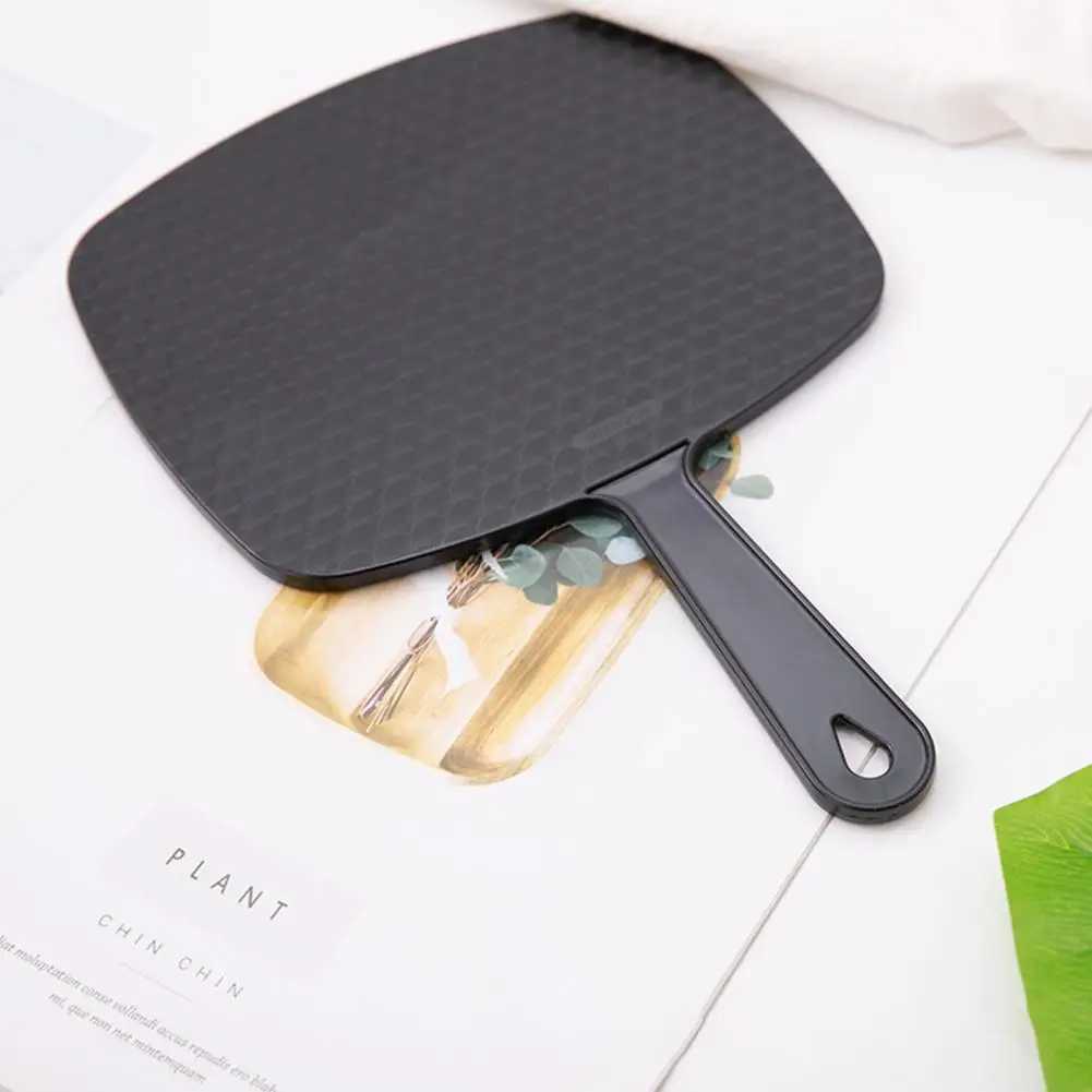 Portable Cosmetic Mirror Travel Hairdressing Mirror PVC Hand Mirror Clear Grisp Comfortable Large Square Makeup Mirror Y240819