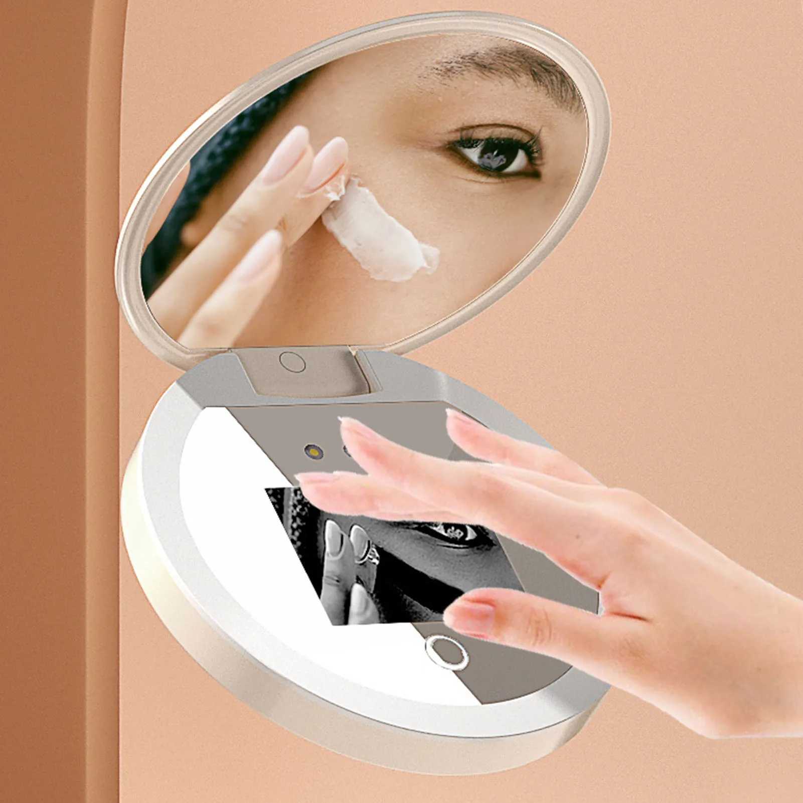 UV Mirror Sunscreen Testing Camera with Light 2X Magnification Travel Makeup 3.5in Pocket Size L Y240819