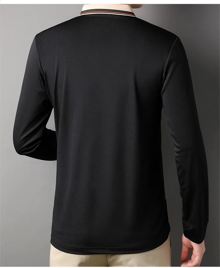 Spring Summer Men Shirts Polo Casual Button Striped Solid Long Sleeve Fashion Turn-down Collar Tee Comfortable Tops 240820