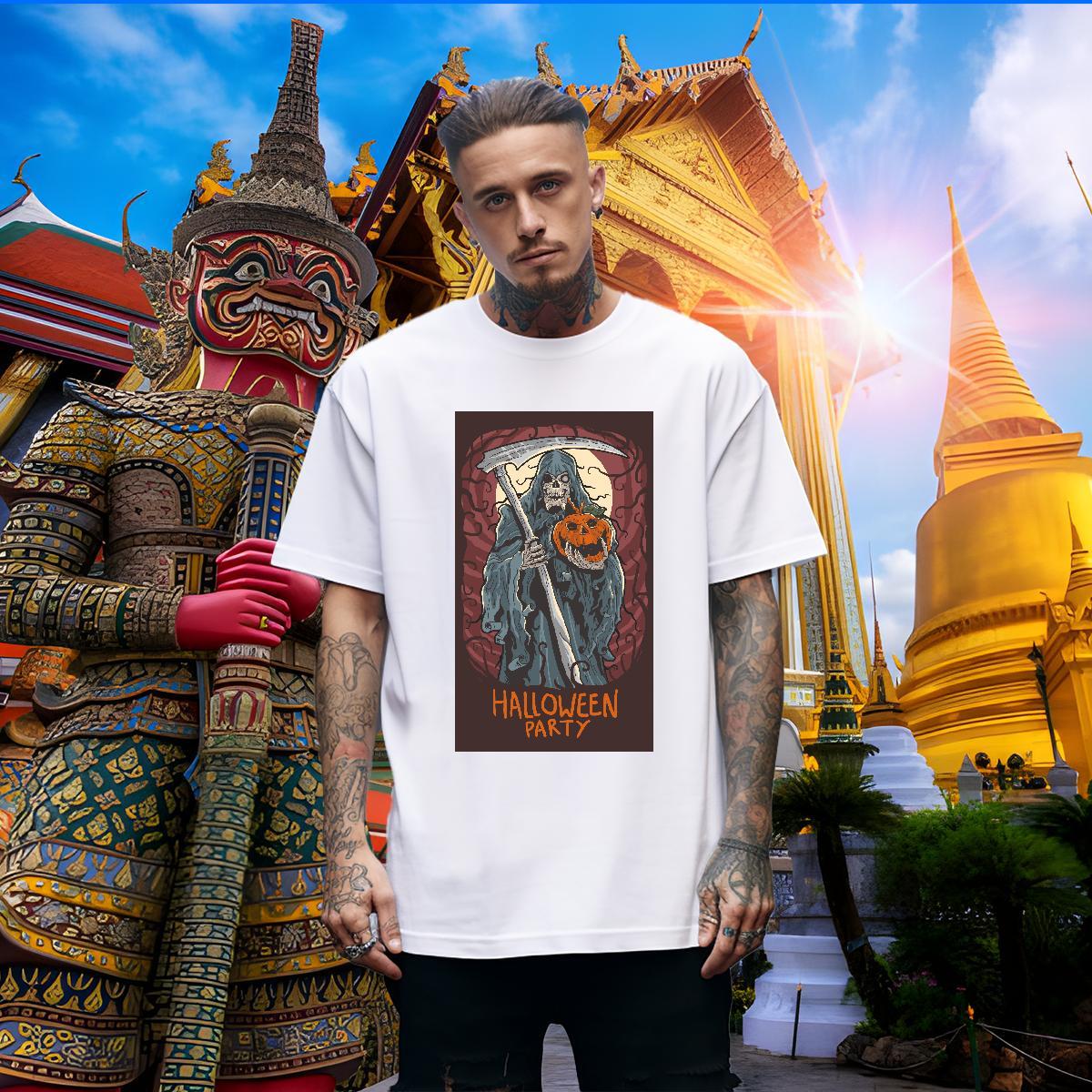 High Quality Man T Shirts halloween O-Neck Short Sleeve Hip Hop Anime 100% Cotton 230g Couples T Shirts New Tops Shirt