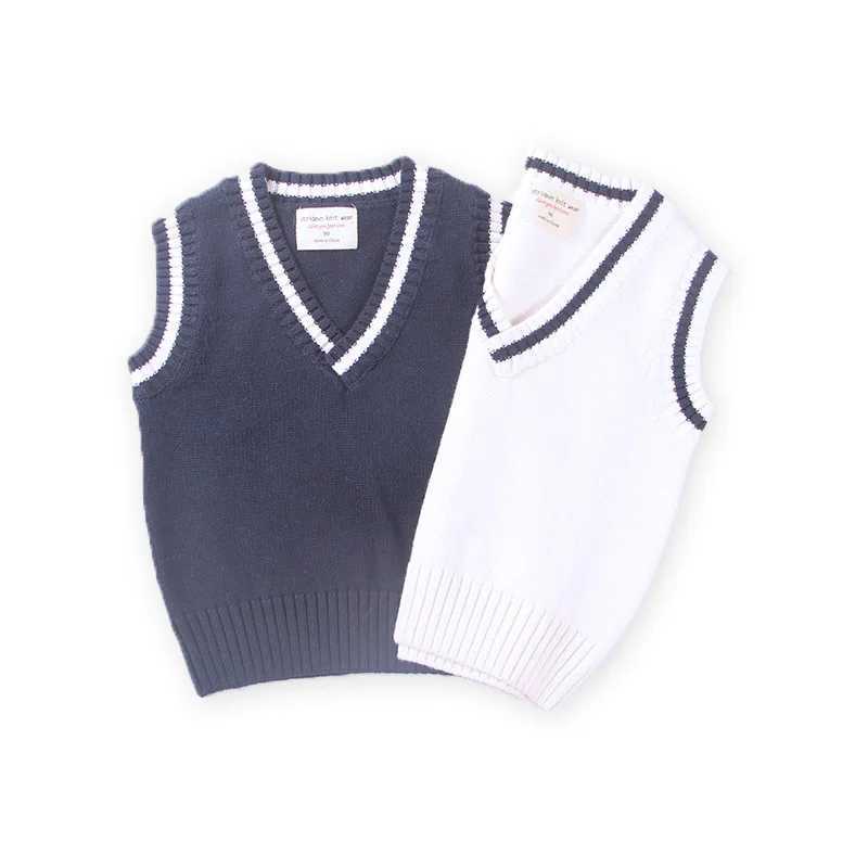 Kids Preppy Style Vest Boy Girl Navy Blue Kindergarden Shool Uniform Sweater Girls 1 to 10 Years Kids Clothes OKC205005XJ240819