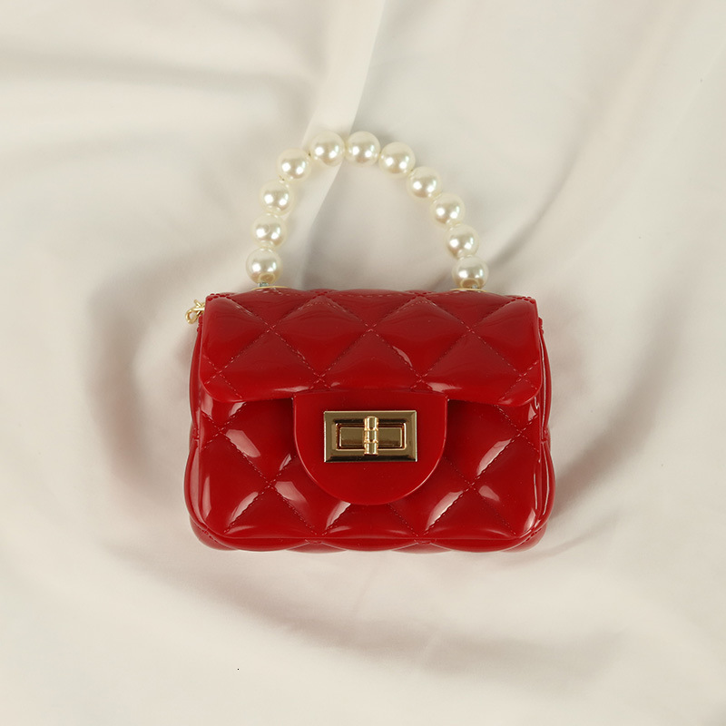PVC Barbie Jelly Bag, Fashionable Versatile Mini Pearl Handbag, Stainproof and Easy to Wash Square Women's Bag