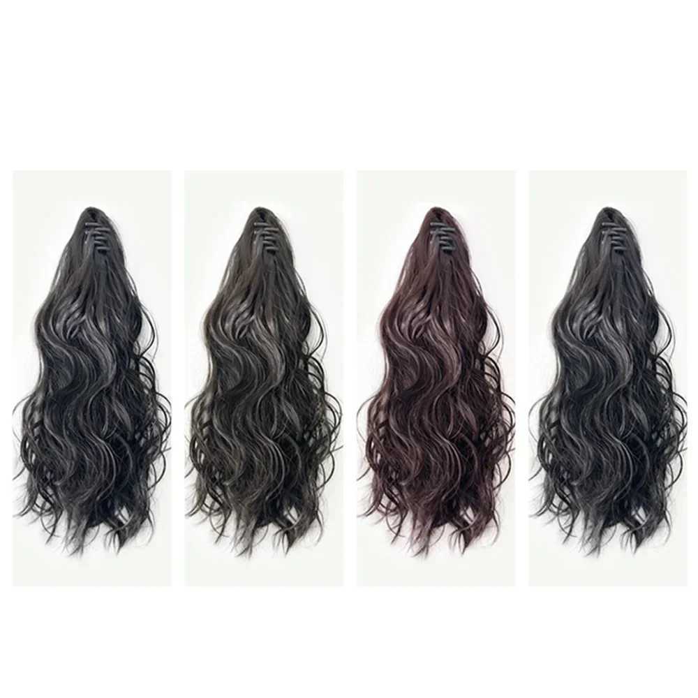 Fashion 35-50cm long curly wig natural female hair wig claw clip ponytail synthetic hair extension wig clip W240817
