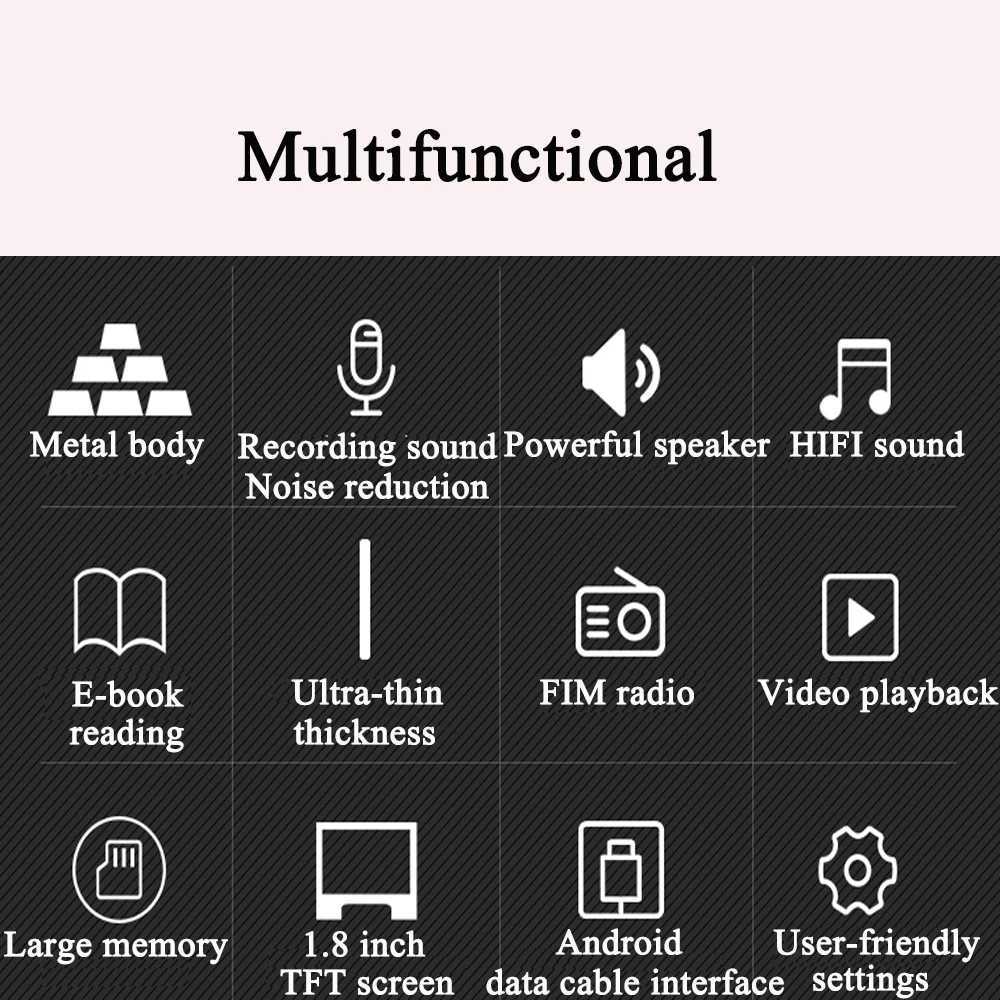 Mini MP3 music player high-quality portable MP3 radio player s FM radio video e-books and has large memory B240820
