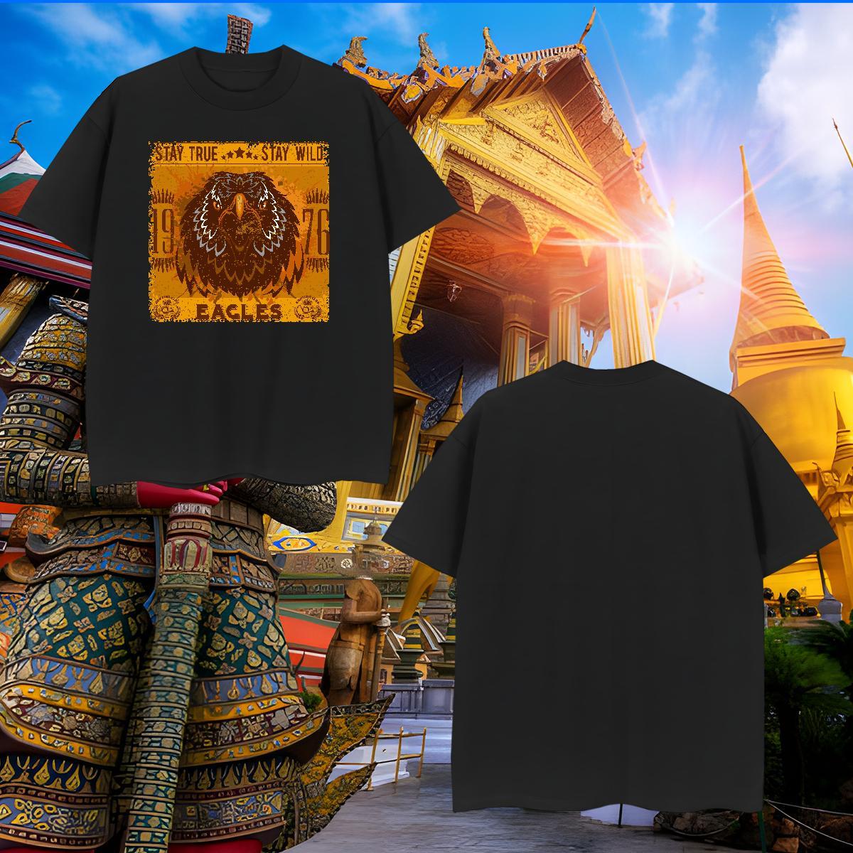 Comfortable T Shirts Men eagle Round Neck Short Sleeve Casual Beach Custom Anime 230g Pure Cotton Men Tshirts 2024 Tees Shirts