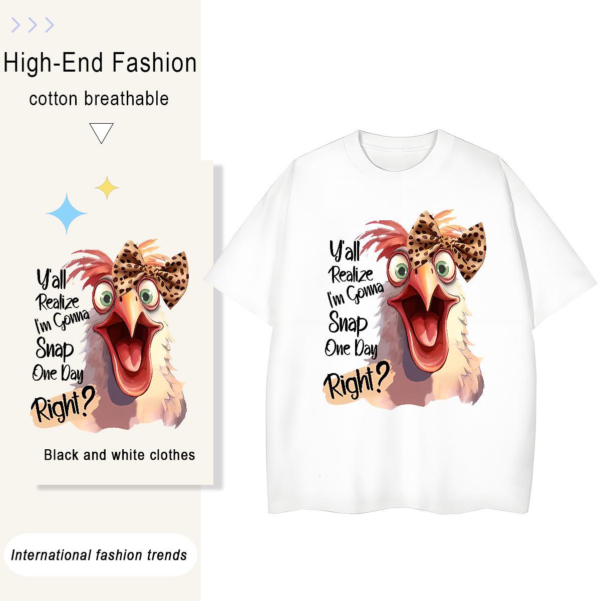 Free Shipping Men Tshirts cock Summer Casual 100% Cotton 230g Tees Pure Cotton Loose Mens T Shirts Custom Printed