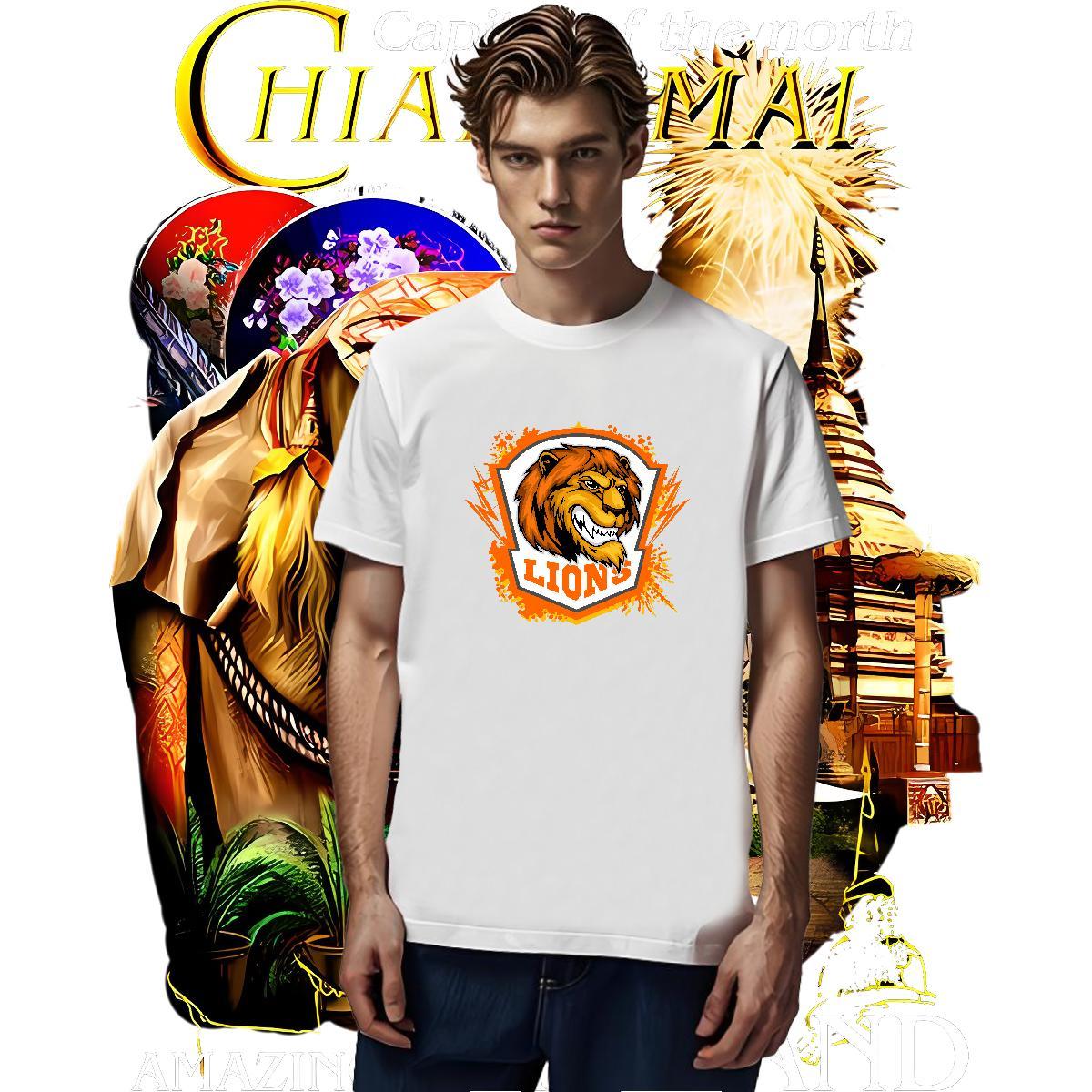 Cool Men T Shirts lion Breathable Short Sleeve Sports Casual Customized 230g 100% Cotton Tshirts Fashion New Clothes