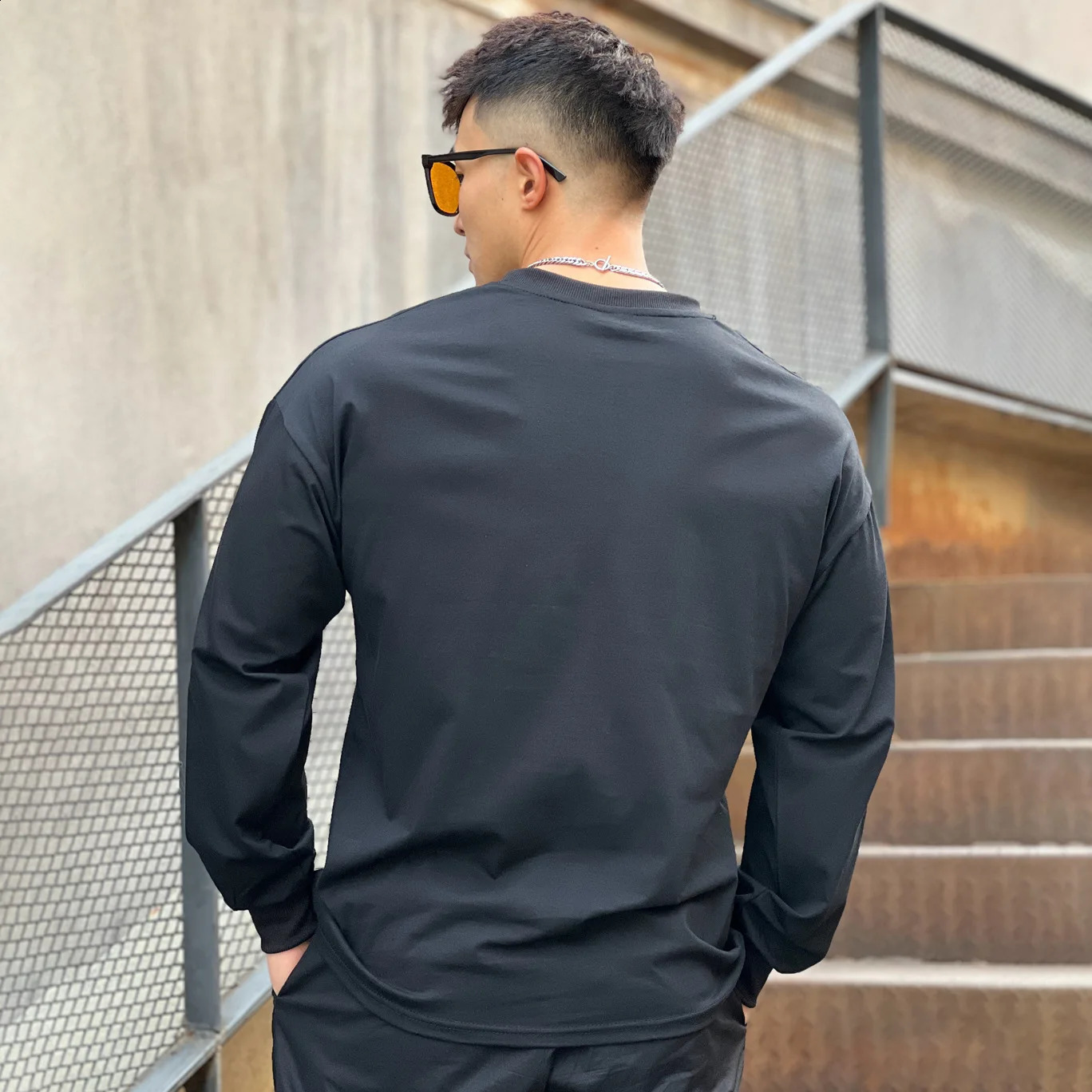 Autumn Long Sleeve T Shirt For Men Fashion Cotton Solid Color T-shirts Cozy Streetwear Mens T-shirt 3xl Baggy Korean Trendy 240820