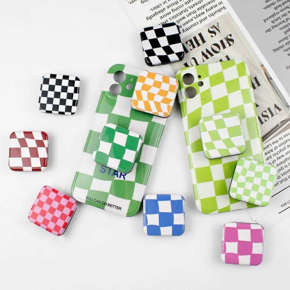 Women Girls Compact Mirror Accessories Folding Phone Bracket Makeup Mirror Phone Stand Holder Cosmetic Mirror Plaid Mirror Y240819