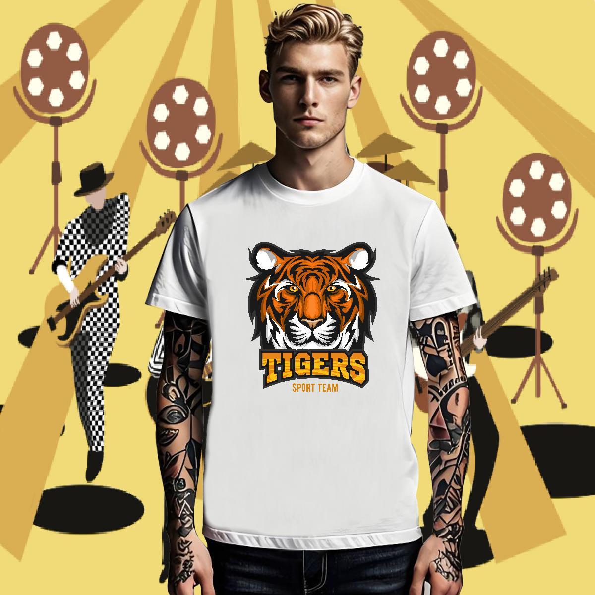 Factory Direct Men Tshirts tiger Casual Daily Wear 230g 100% Cotton Tee Shirt Breathable Soft Popular T Shirts Men Black White