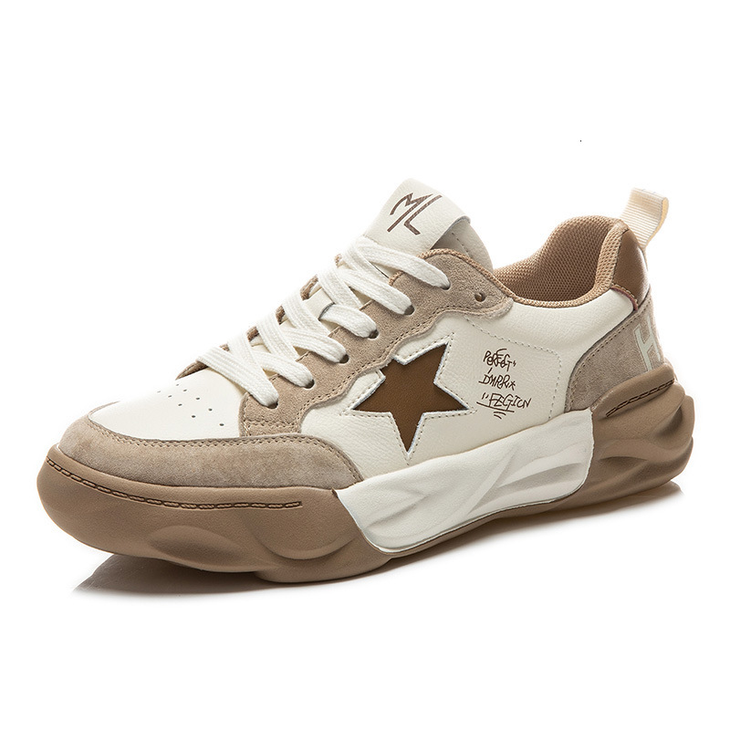 Ddmysports Dissolved Genuine Leather Small White Autumn New Thick Soled Casual Flat For Women S Single Shoes OUTDOOR