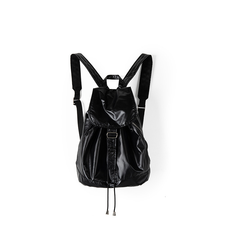 Korean version shiny silver drawstring high-end feel, light travel large capacity backpack, university women's minimalist