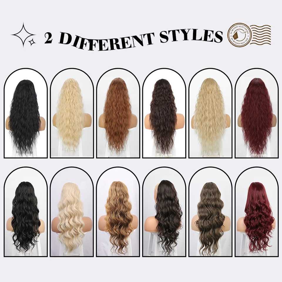 Long curly drawstring synthetic ponytail suitable for women black blonde red ponytail clip hair extension suitable for daily role-playing W240817